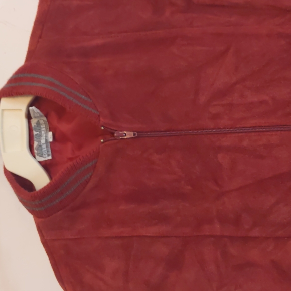 Vtg 70's City Splits Suede Sweater Elbow Jacket Men's Sz XL Maroon - Picture 2 of 10